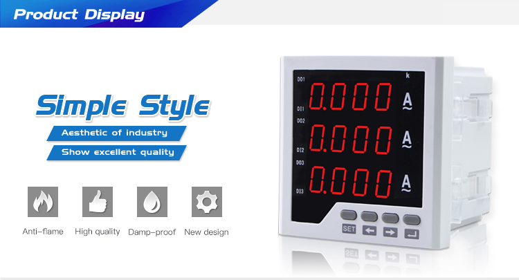 96*96 mm Three Phase LED Current Ampere Meter