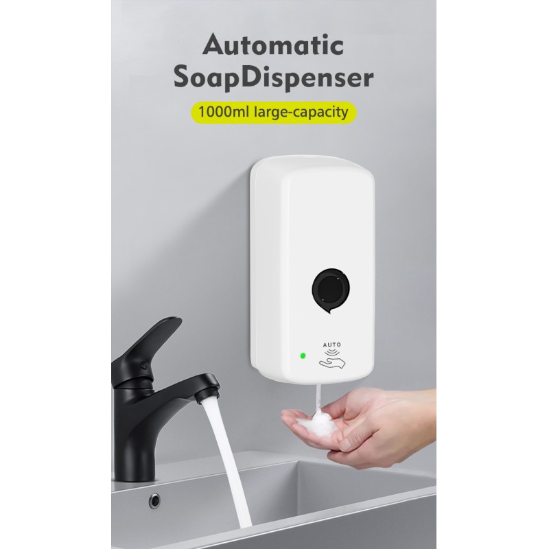 Touchless Automatic Foam Soap Dispenser with 1000ml Capacity Wall Mounted Installation and ABS Plastic Material