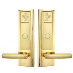 Gold 280mm Keyless Entry Door Lock 6V Guesthouse Rfid Card Door Lock