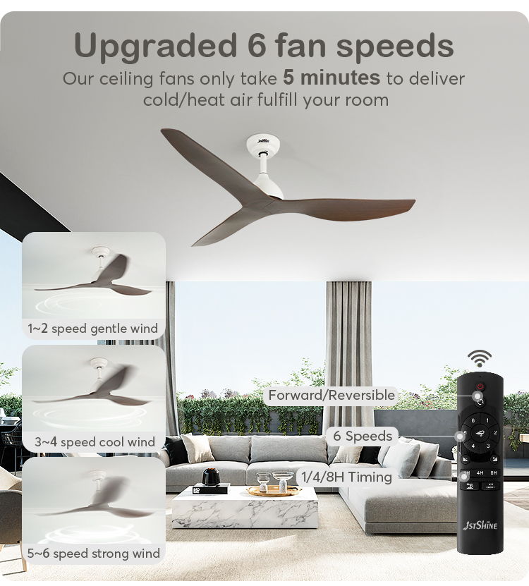 52 Inches Brown ABS Blades Energy Saving DC Ceiling Fan with Light NO Private Mold