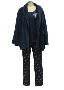 Wholesale Cotton Jersey Coral Fleece Ladies Pajama Sets Black Women'S 3 Piece Pj Sets from china suppliers