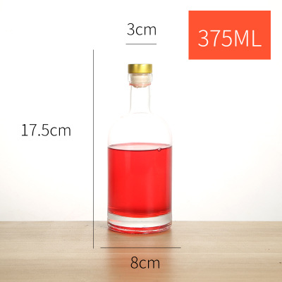 Custom Clear Vodka Empty Glass Wine Bottles With Cork Lid 750ml 500ml 375ml