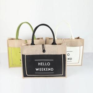 Wholesale OEM Customized Printing Waterproof Reusable Jute Tote Bags from china suppliers