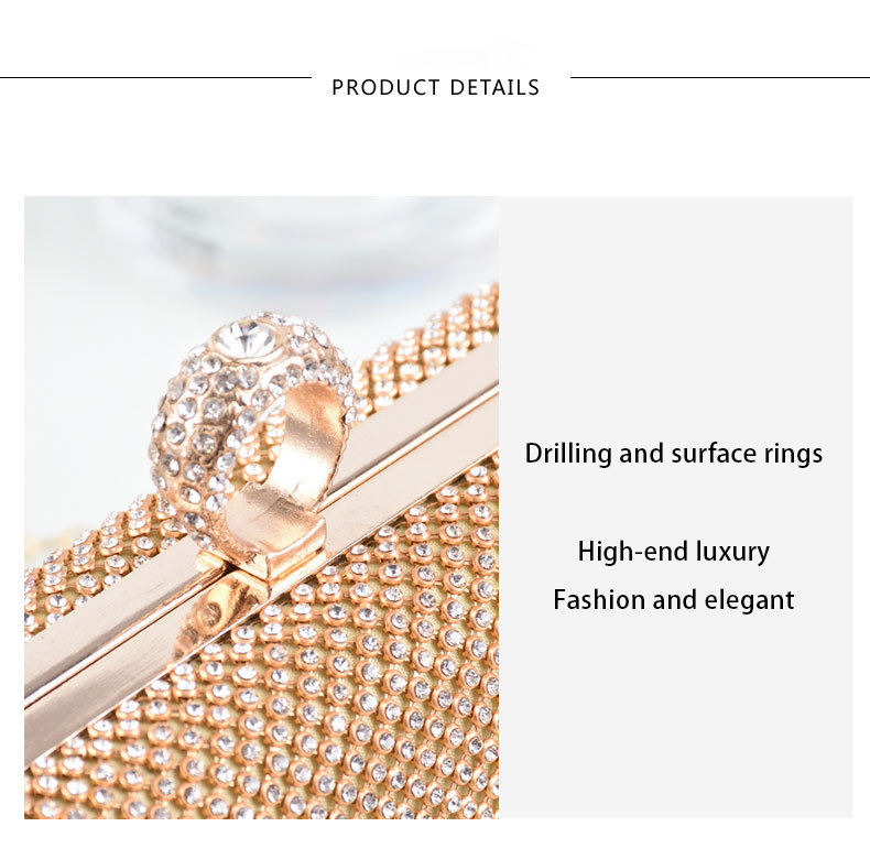 Ladies Evening Party Polyester Pure Diamond Handbags with Other Decoration Style