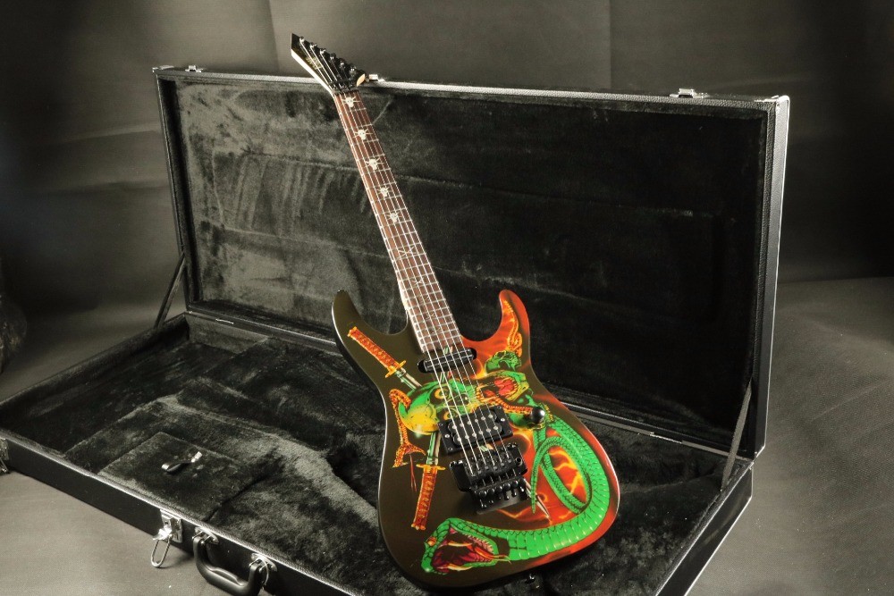 Hot popular skull inlay skull snake body top quality floydrose tremolo Electric guitar Guitarra black hardware electric