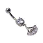 Fan Faux Pearl Belly Button Piercing Jewelry Surgical Steel Belly Rings 10mm