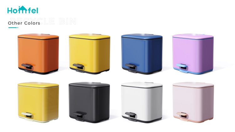 3L*2 Recycle Bins 2 division Stainless Steel Pedal Bin Rolling Cover Type household Trash Can with finger print proof