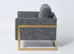 Fashionable top-Quality grey linen with brass finish metal base living room