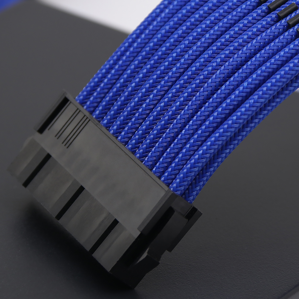Curved Extension Cord 24pin*2 4+4pin EPS*1 Pcie 8pin (6pin+2pin)pcie*2 Sleeved Power Supply Extension Cable Blue Computer
