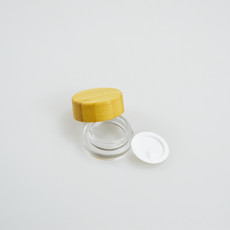 5g Frosted Clear Glass Jar with Bamboo Wood Lid Keep Your Cosmetic Face Cream Fresh