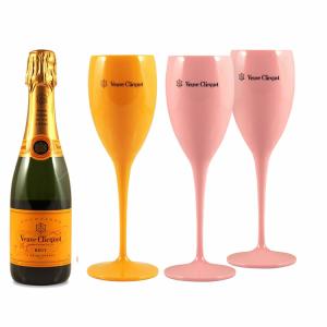 Wholesale Classic 6oz Pink Plastic Champagne Glasses Veuve Clicquot Yellow Champagne Flutes from china suppliers