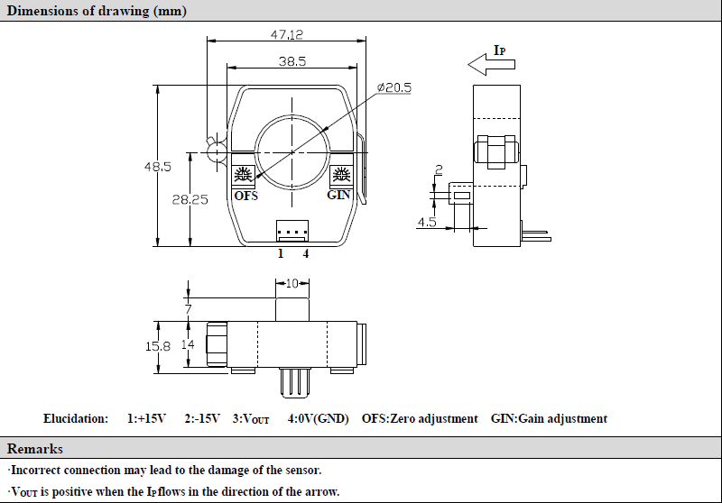 Easy Mounting Hall Effect Current Transducer , AC DC Open Loop Current Sensor
