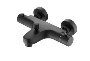 Wholesale Matt Black Bath Shower 38 Degrees Thermostatic Faucet Dual Handle from china suppliers
