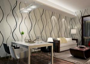 Wholesale Dining Room PVC Modern Removable Wallpaper With Black Wave Printing from china suppliers