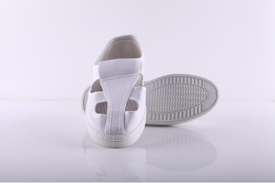 White Canvas Upper ESD Cleanroom Shoes Four Holes CE / ROHS Certification