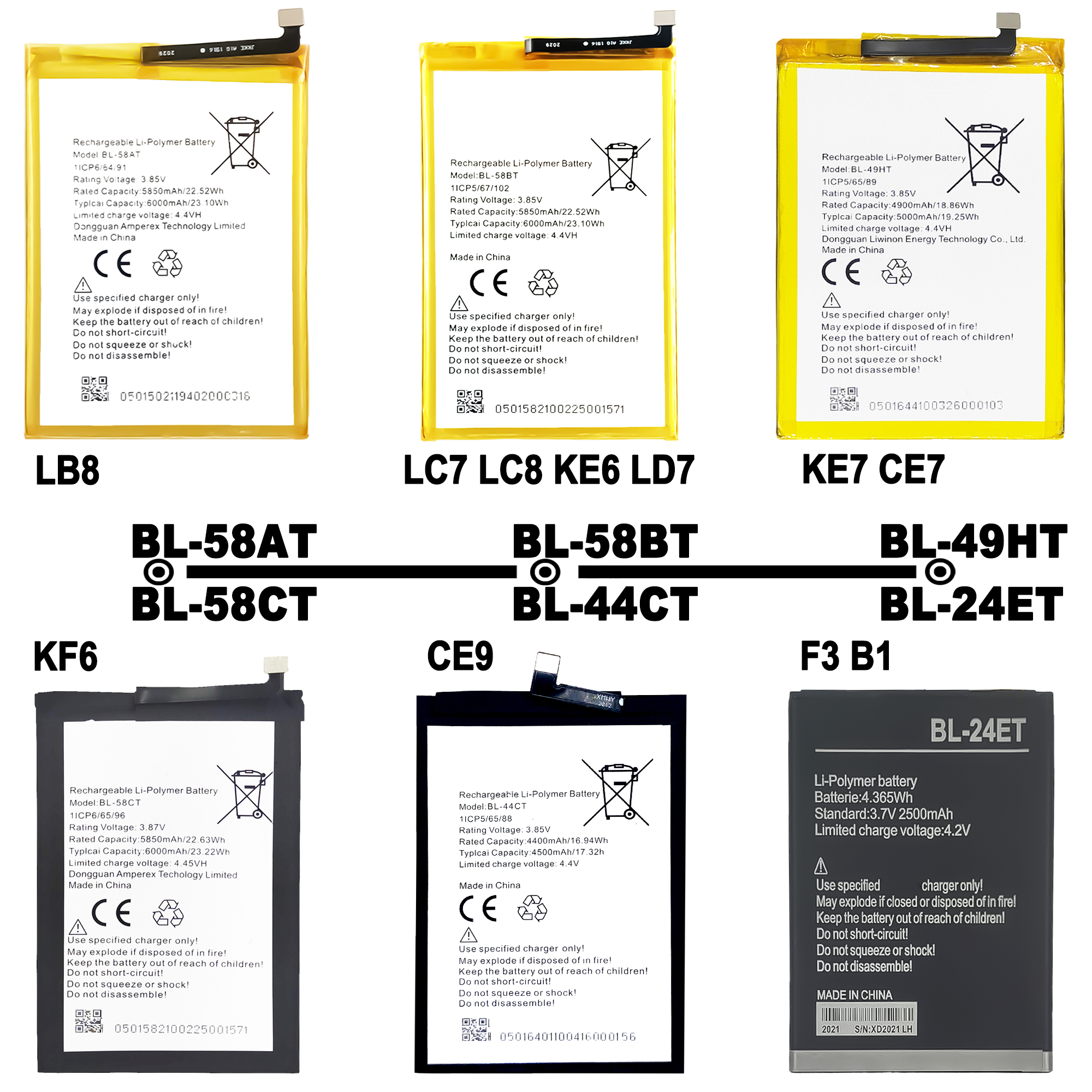 Double IC Protection Battery for Tecno i5 Pro F1 F2 C8 C9 CA6 CM B2 CX CX Air K9 K9 KA7 KB7 KB8 KA6 CA7
