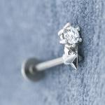 Flat Base Star Labret Piercing Jewelry 16G 8mm 316 Stainless Steel