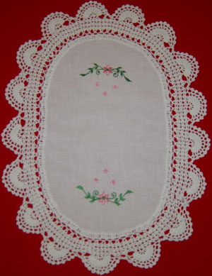 Rectangular coffee table linen table cloth table, Corcheted Lace Table linen, Tablecloth