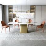 Height 0.78M Light Luxury Stainless Steel Marble Dining Table For Six