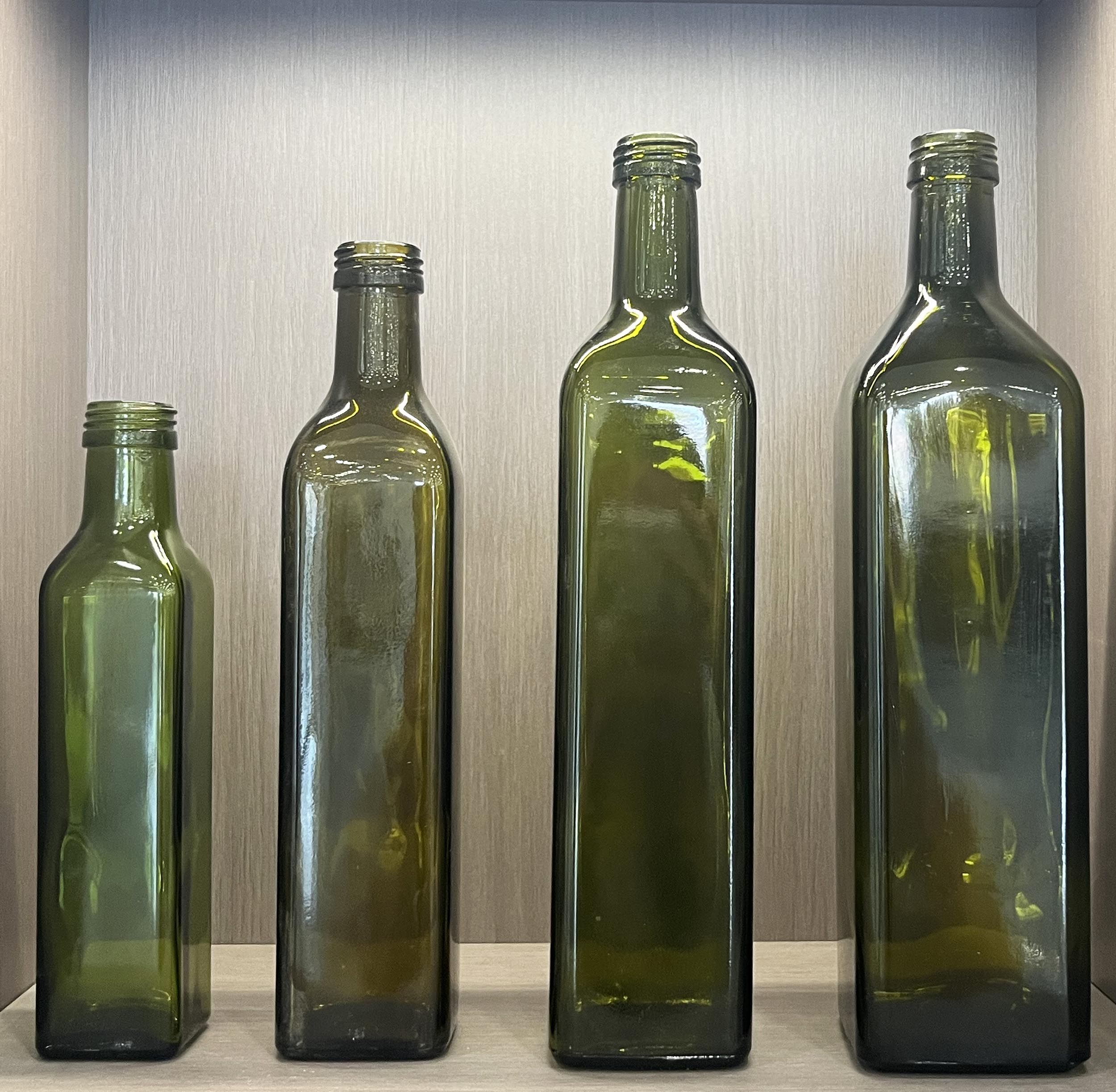 100ml 250ml 375ml 500ml 750ml Dark Green Cylinder Olive Oil Glass Bottles with Aluminum Cap