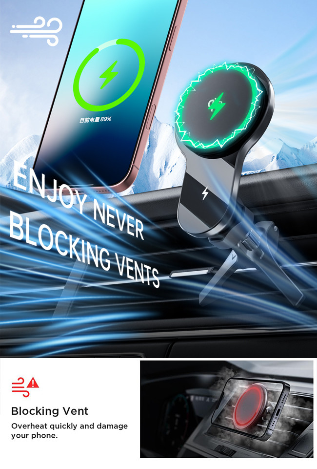 Qi2 Fan Magnetic Wireless Charger Car Phone Holder With Well-Designed Motherboard And Coil Layout For Simultaneous Cooling