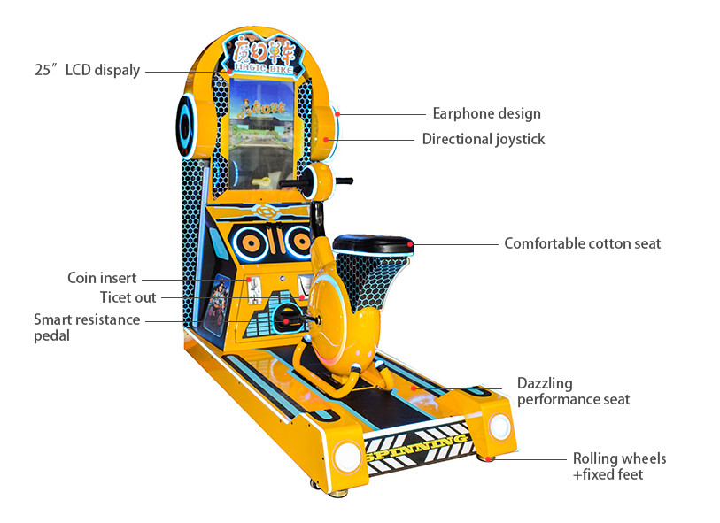 Wooden Material Kids Arcade Machine Magic Bicycle Bike Racing Simulator