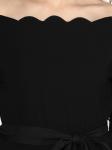 Women Fashionable Black Scalloped Top