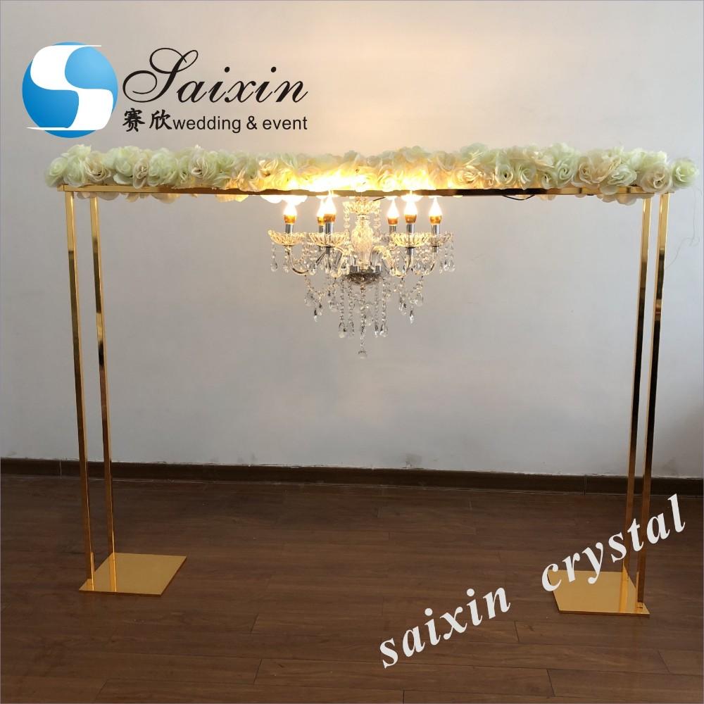 Acrylic Wedding Flower Stand 100cm Gold For Wedding Table Decoration