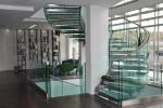 Laminated Tread Glass Building Curved Stairs Steel Wood For Shopping Mall