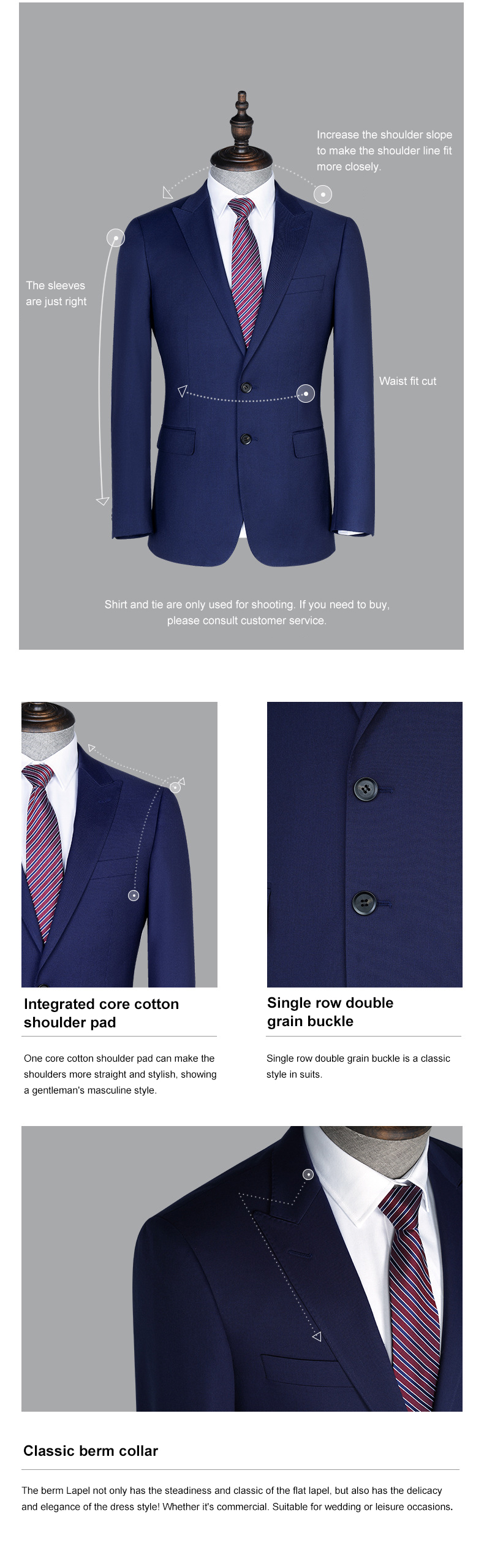 Anti-Static Men's Slim Fit Wedding Suits for Business Made In Custom Classic Blazer Suit