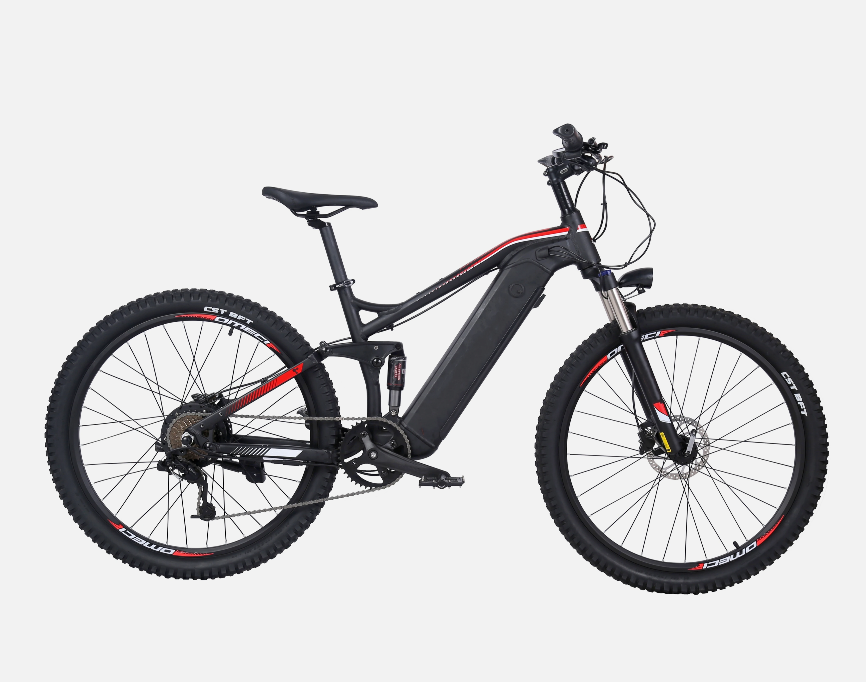 Full Suspension Adults Electric Hybrid Bike 27.5 Inch Double Hydraulic Disk Brakes