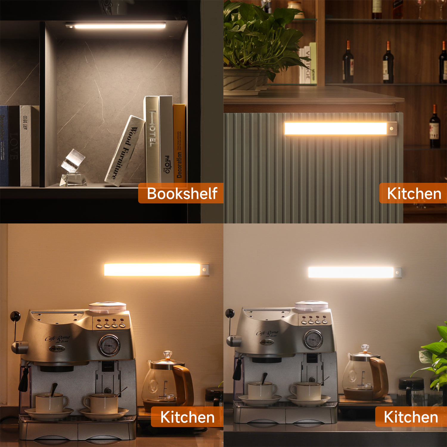 USB Under Cabinet Light Panel Motion Sensor Interior Closet Lighting