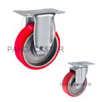Durable Red 4 Inch Polyurethane Wheels , Medium Duty Rigid Caster Wheels