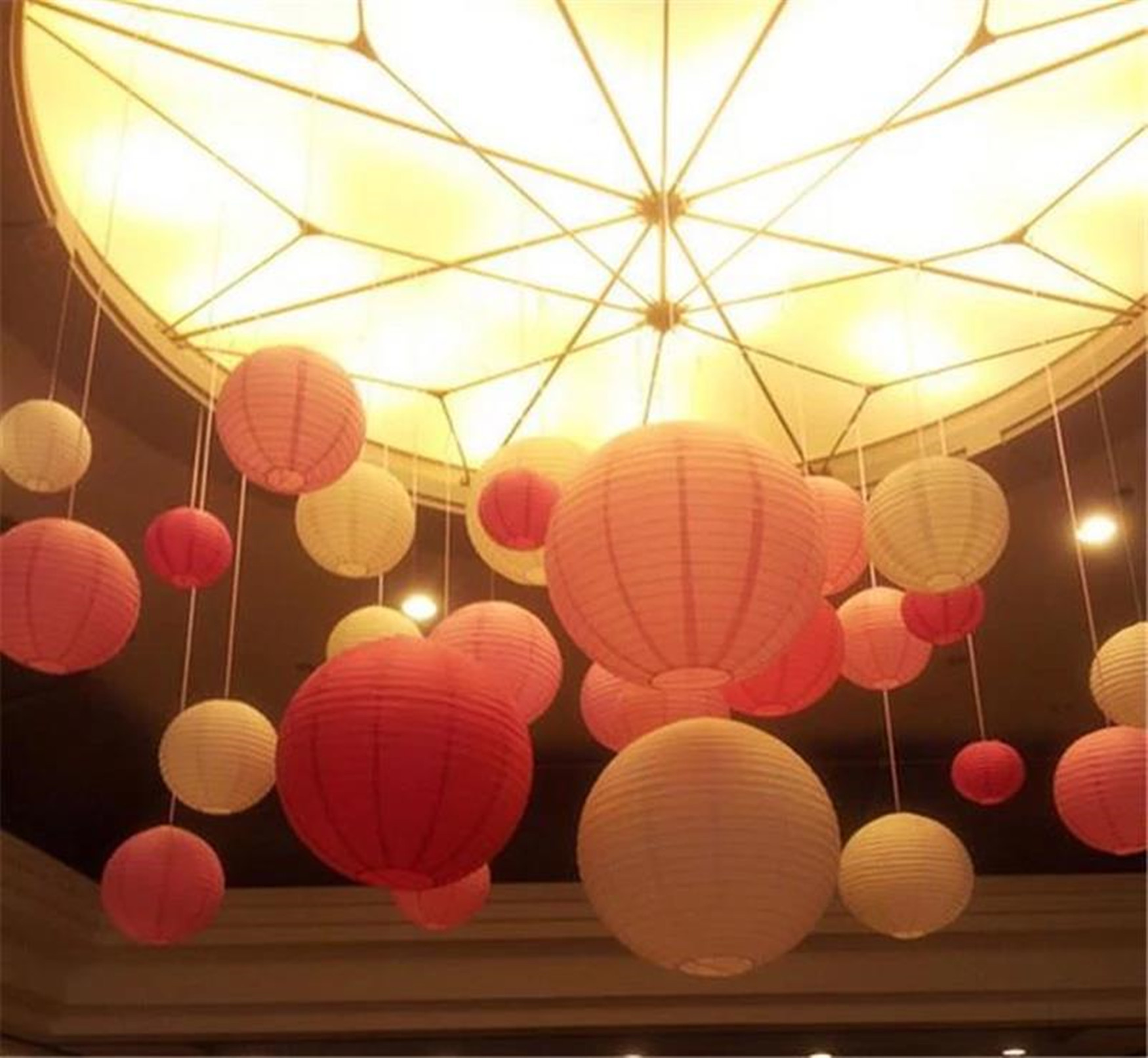 Colorful Chinese Paper Lamp Paper Lantern Decorations 6 Inch / 8 Inch