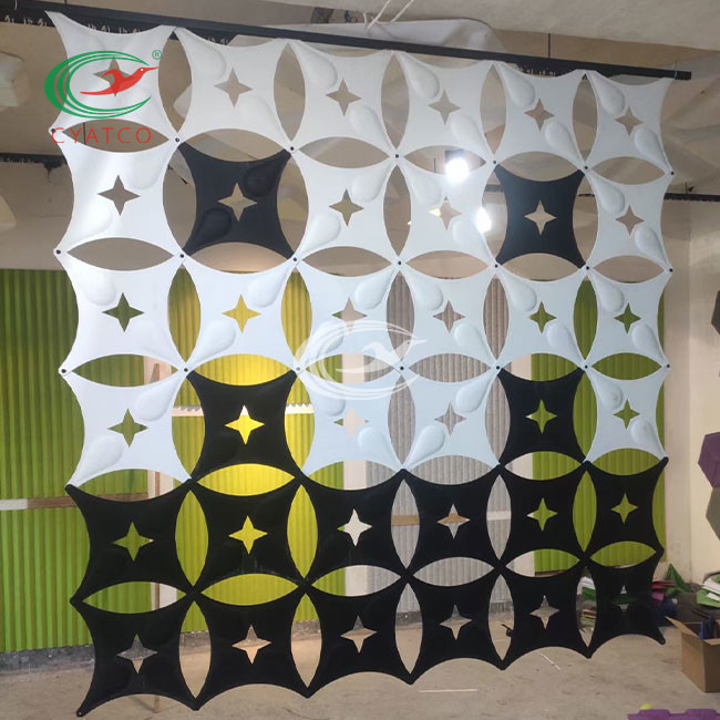 Carved Hanging Office PET Acoustic Panels Odorless Lightweight