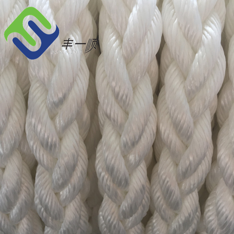 High Quality White Polyester 8 Strands Marine Rope Mooring Rope