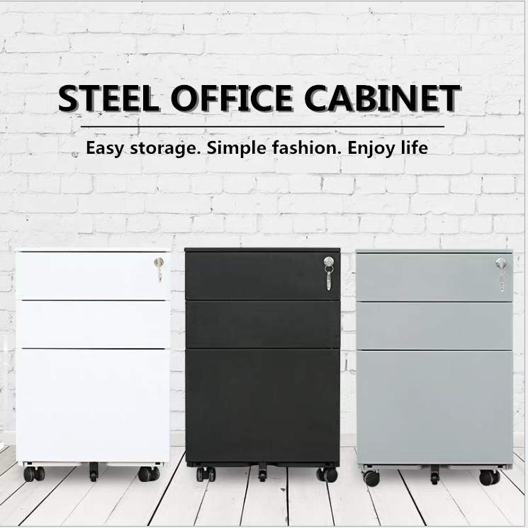 3 Drawers 0.6mm Office Filing Cabinets Cold Rolled Steel