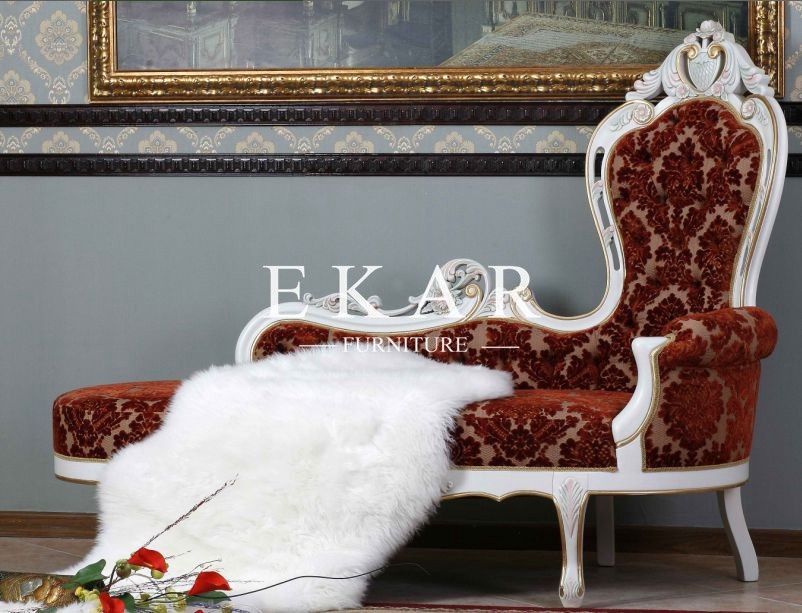 Luxury Bedroom Furniture Fabric Velvet Elegant Wood Frame Chaise Lounge Sofa