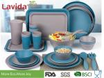 Blue And Gray Bamboo Fiber Dinnerware , Natural Plant Fibre Printed Bamboo