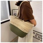 Straw Tote Bag for Women Handwoven Cotton Straw Shoulder Bag Crochet Tassel
