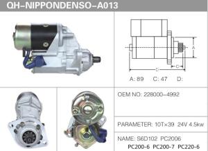 Wholesale S6D102 10T*39 Komatsu Starter Motor PC200-6 PC200-7 PC220-6 from china suppliers