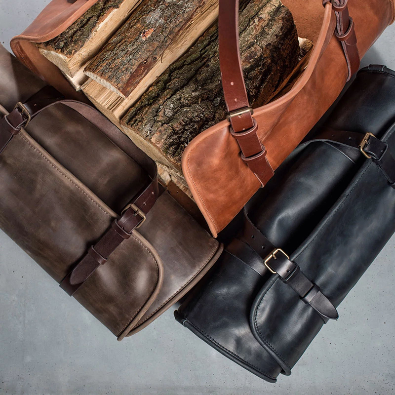 Scratch Resistant Firewood Carry Bag , Side Open Design Leather Log Bag