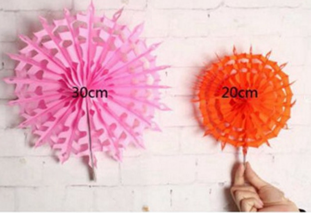 Factory direct fan flower fan holiday party decoration paper craft paper fan flower hollow fan flower；red，yellow，green