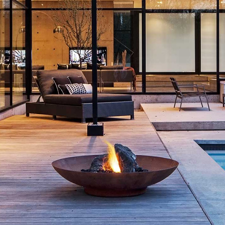 Steel Outdoor Fire Pit Rusty Burner Outdoor For Backyard Use Corten Steel Firepit