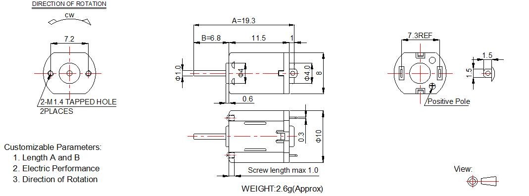 High Speed Mini DC Motor 1.5v 3v 8mm Diameter For Mini Blood Pressure