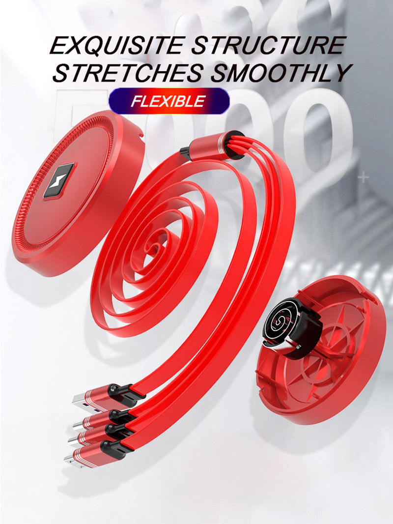 Multi Function 1.1m Three In One USB Cable Extendable Data Line