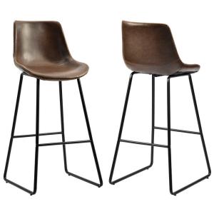 Wholesale 26.9LBS 42.5”H Counter Height Dining Chair Sets Of 2 Vintage Leather Barstools from china suppliers