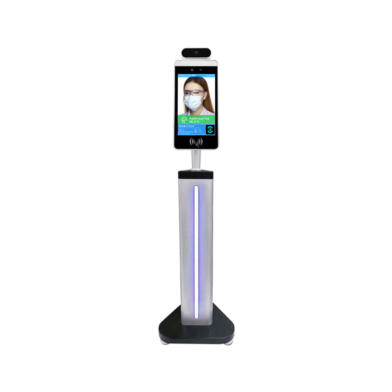 Floor Standing Face Recognition Temperature Measuring Kiosk With 8" LCD Display