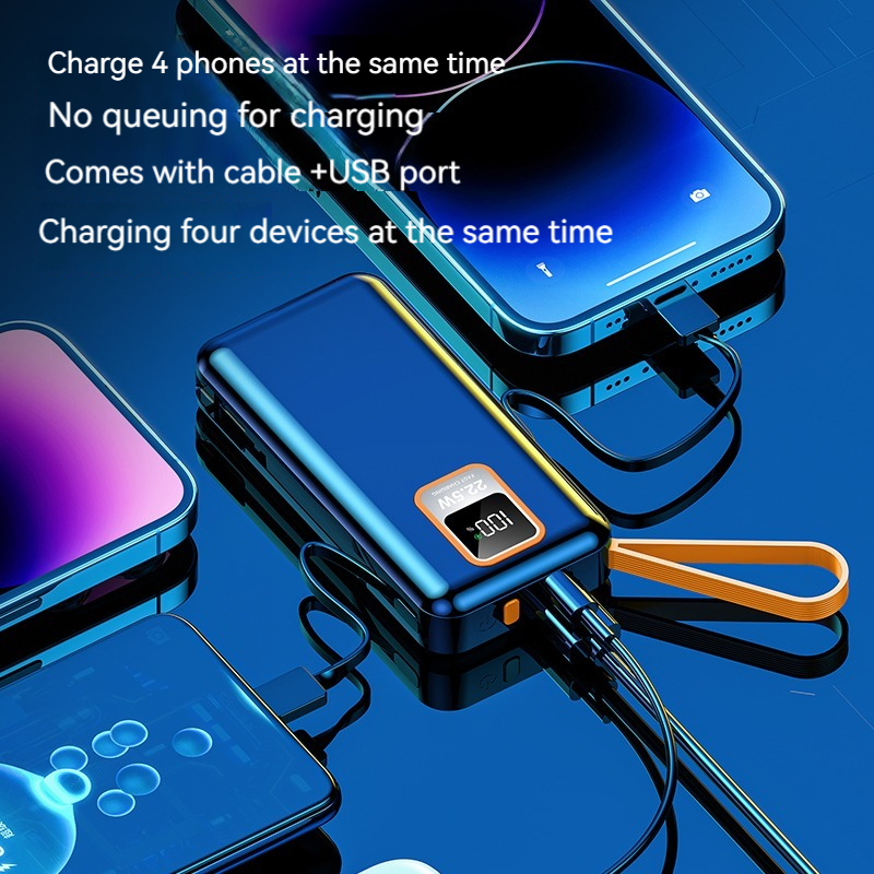 Outdoor 10000mAh TC Port Mini 22.5W Fast Charging Power Bank with Cable and Real Capacity