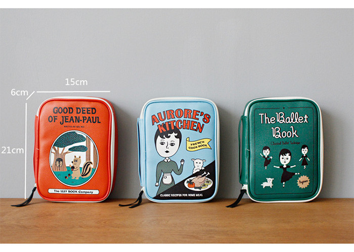 Cartoon Pattern Cute Cosmetic Case PU Leather Multi Colored High Capacity